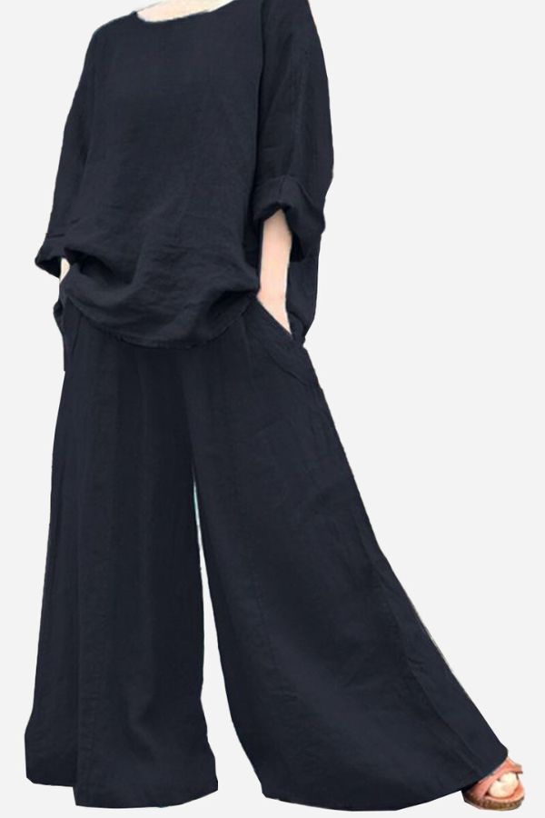 Wide Leg Pants With Pockets-tidenox