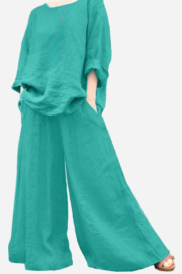 Wide Leg Pants With Pockets-tidenox