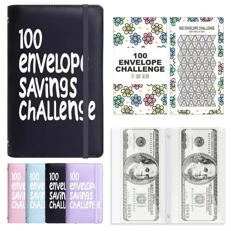 🔥100 Days Money Saving Challenge Coin Envelope BudgetStorage Book💵-tidenox