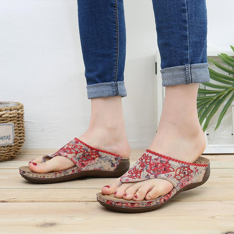Women's Clip Toe Colorful Flip Flops Stitching Beach Casual Sandals-tidenox