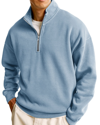 Men's Fashionable Casual Half-Zip Stand Collar Long-Sleeved Sweatshirt-tidenox