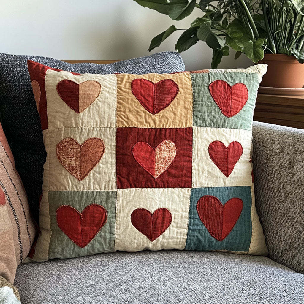 Patchwork Heart CW2406040CL Quilt Pillow Case-tidenox
