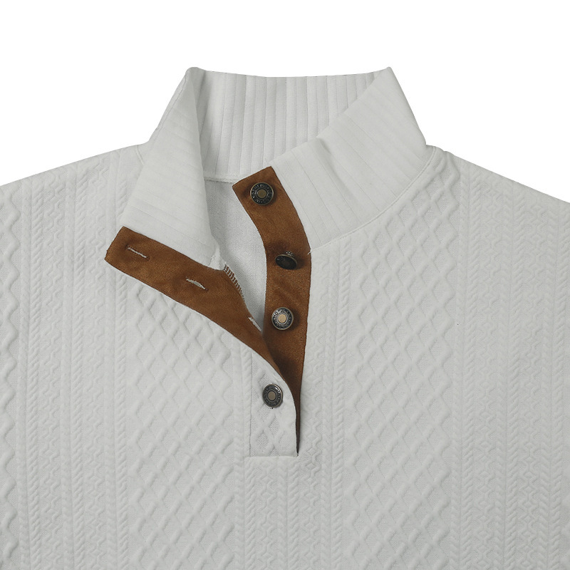 Men's Outdoor Casual Stand Cashmere Button Long Sleeve Sweater-tidenox