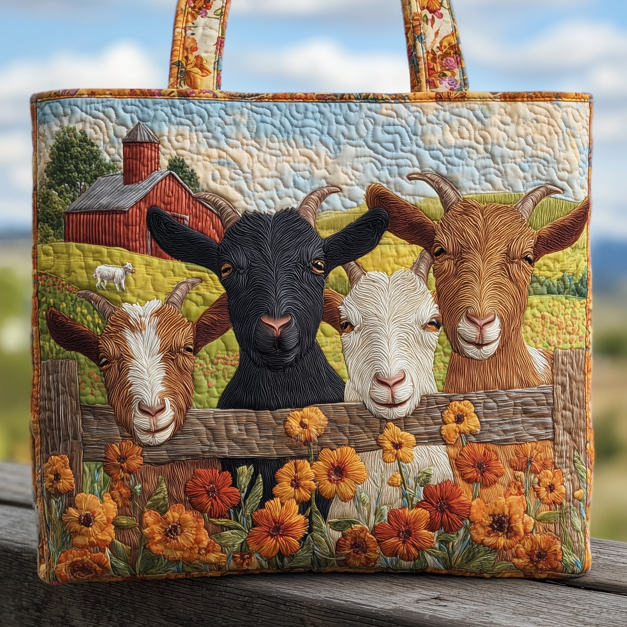 Goat Serenity Quilted Tote Bag GFTOHD8914-tidenox