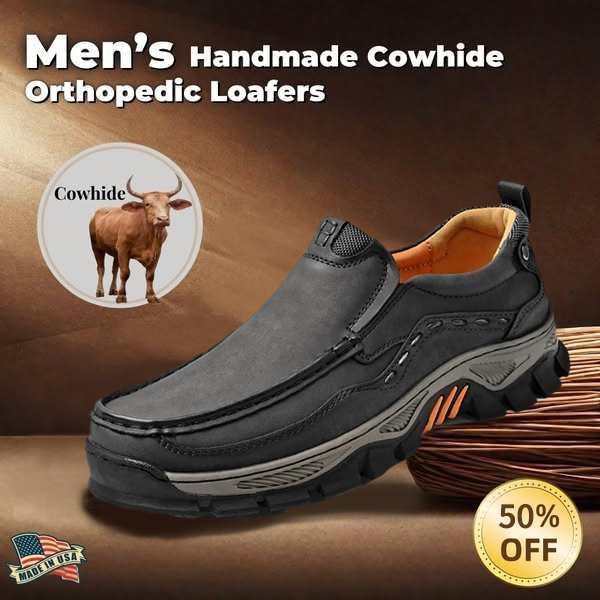 ⏰50% OFF !!!⏱️Christmas Promotion!! 🔥 Men's Handcrafted Wide Toe Loafers | Arch Support Leather Shoes-tidenox
