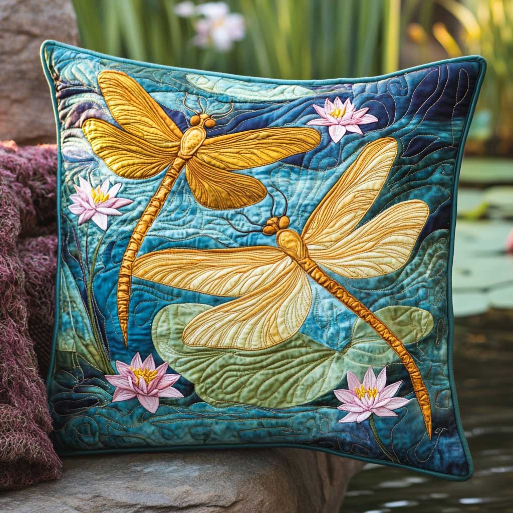 Vintage Lotus Dragonfly WP2502081CL Quilt Pillow Case-tidenox