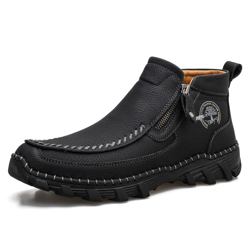 (🔥Christmas Clearance sale - 50% OFF)  Men's Vintage Casual Soft And Breathable Side Zipper Cowhide Leather Boots-tidenox