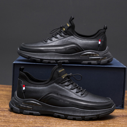 AirStep Luxe: Men's Easy-Wear Leather Ortho Sneakers-tidenox