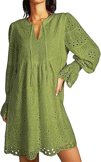 2025 New Arrival- Casual Eyelet Lace Dress for Women-tidenox