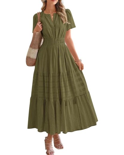 Limited time sale🔥Womens Summer Lightweight Short Sleeve Midi Maxi Dresses