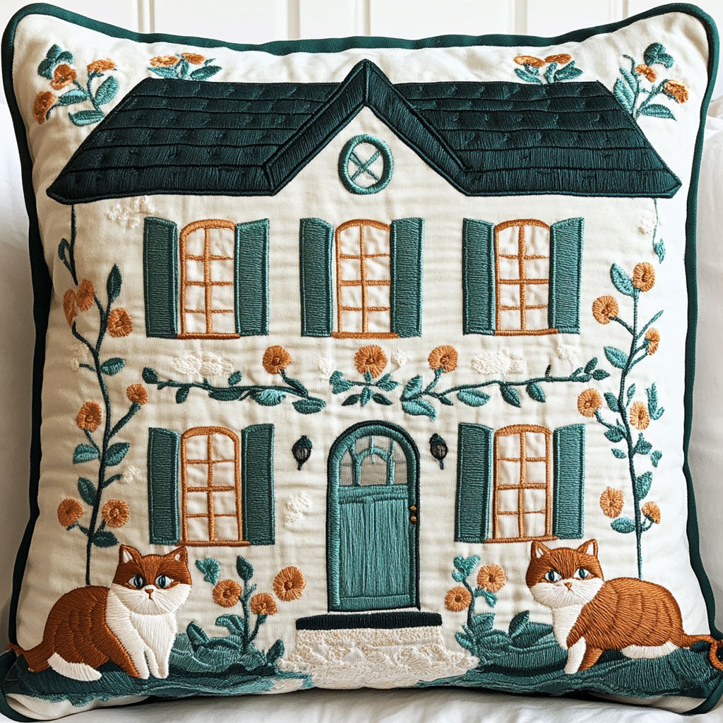 Cozy Cottage Cat WJ1302036CL Quilt Pillow Case-tidenox