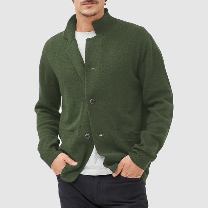 Men's Cardigan Casual Sweater Solid Color Sweater-tidenox