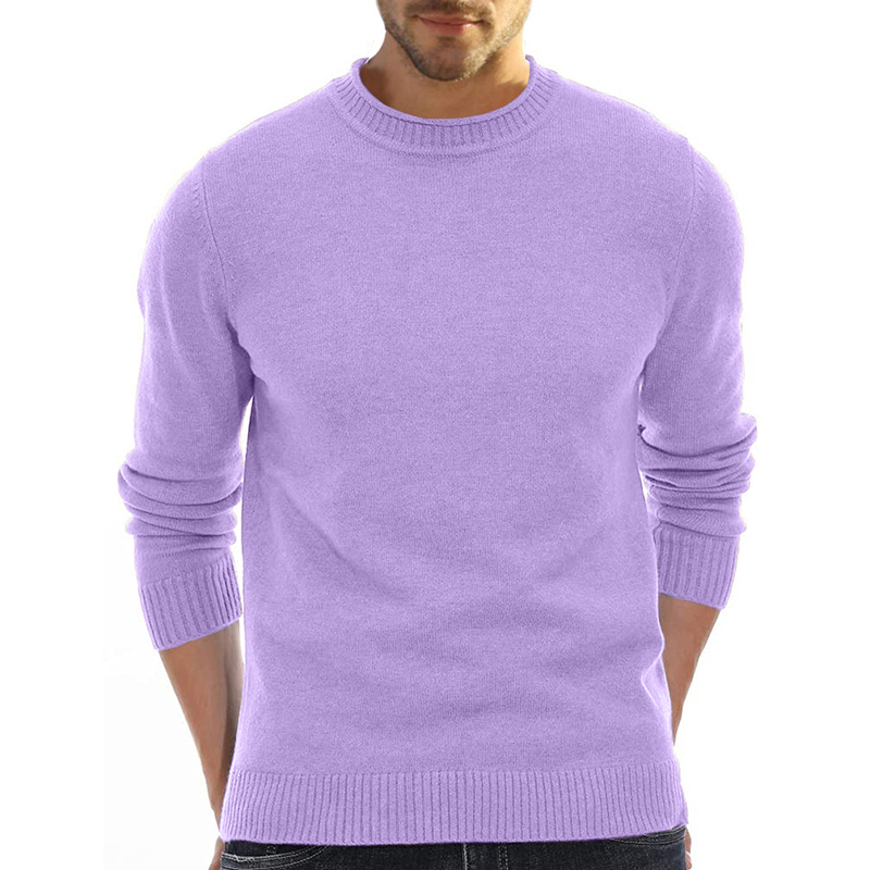 Men's Long Sleeve Crew Neck Sweater Soft Casual Sweater Men's Classic Sweater-tidenox