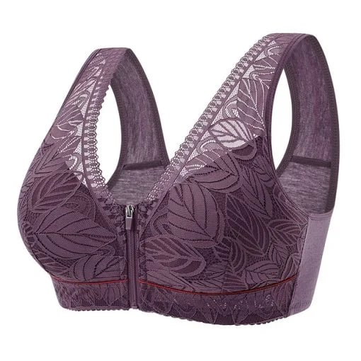⏰Nature Cotton Wireless Zipper Front Button Bra-tidenox