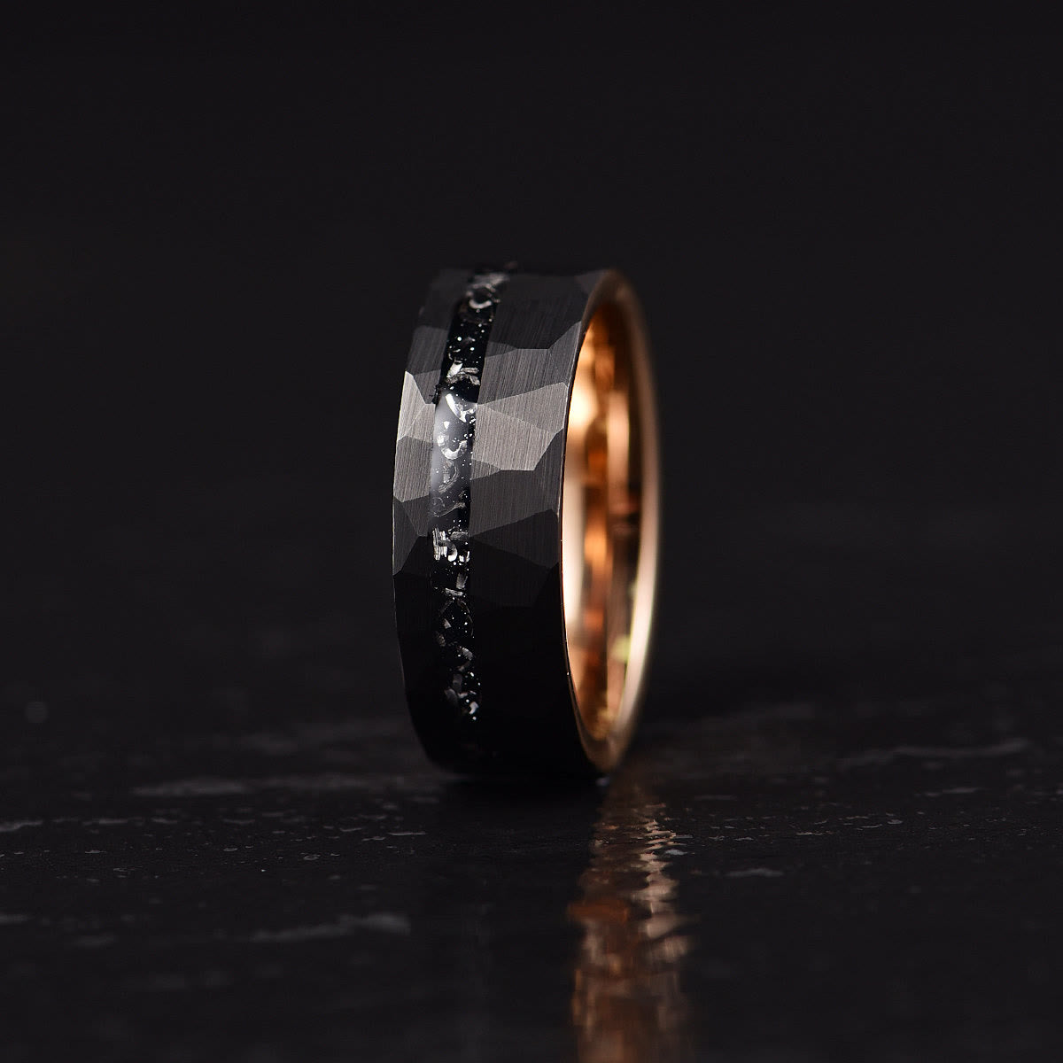 8mm Ares Black Tourmaline Tungsten Carbide Ring-tidenox