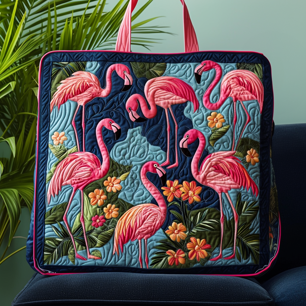 Flamingo Paradise Quilted Tote Bag NCU0DV955-tidenox
