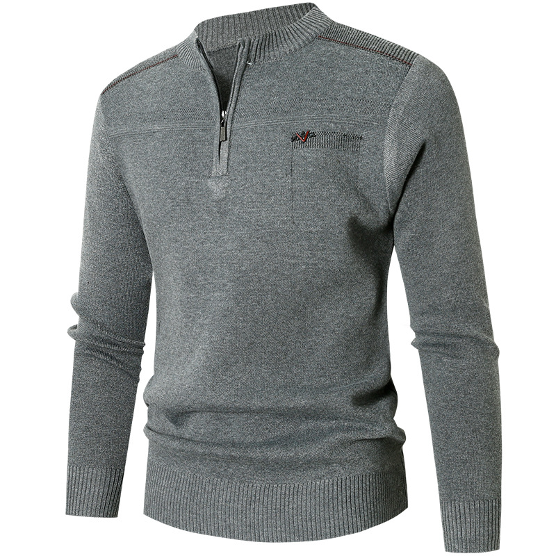 MEN'S CASUAL CREW NECK SWEATER SOLID COLOR AUTUMN AND WINTER INNER WEAR-tidenox