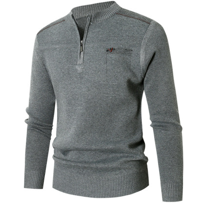 MEN'S CASUAL CREW NECK SWEATER SOLID COLOR AUTUMN AND WINTER INNER WEAR-tidenox