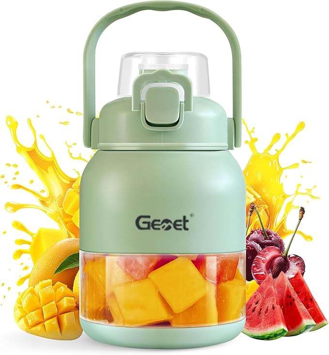 BPA-Free Electric Citrus Juicer 17 oz, Straw, Two Lids, Portable Blender for Smoothies, Shakes, Food Prep & Frozen Blending - Outdoorfun-tidenox