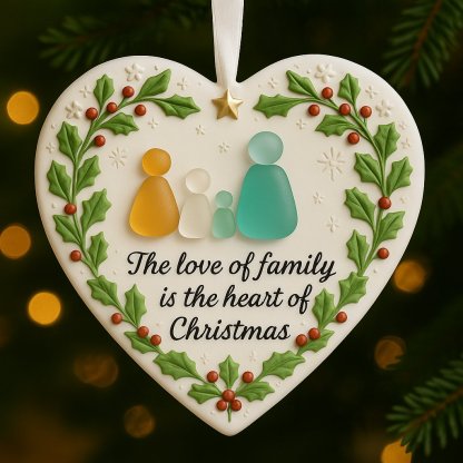 Heart-Shaped Sea Glass Family Ornament 🎄💞 Celebrating Love, Blessings & Togetherness 🌟-tidenox
