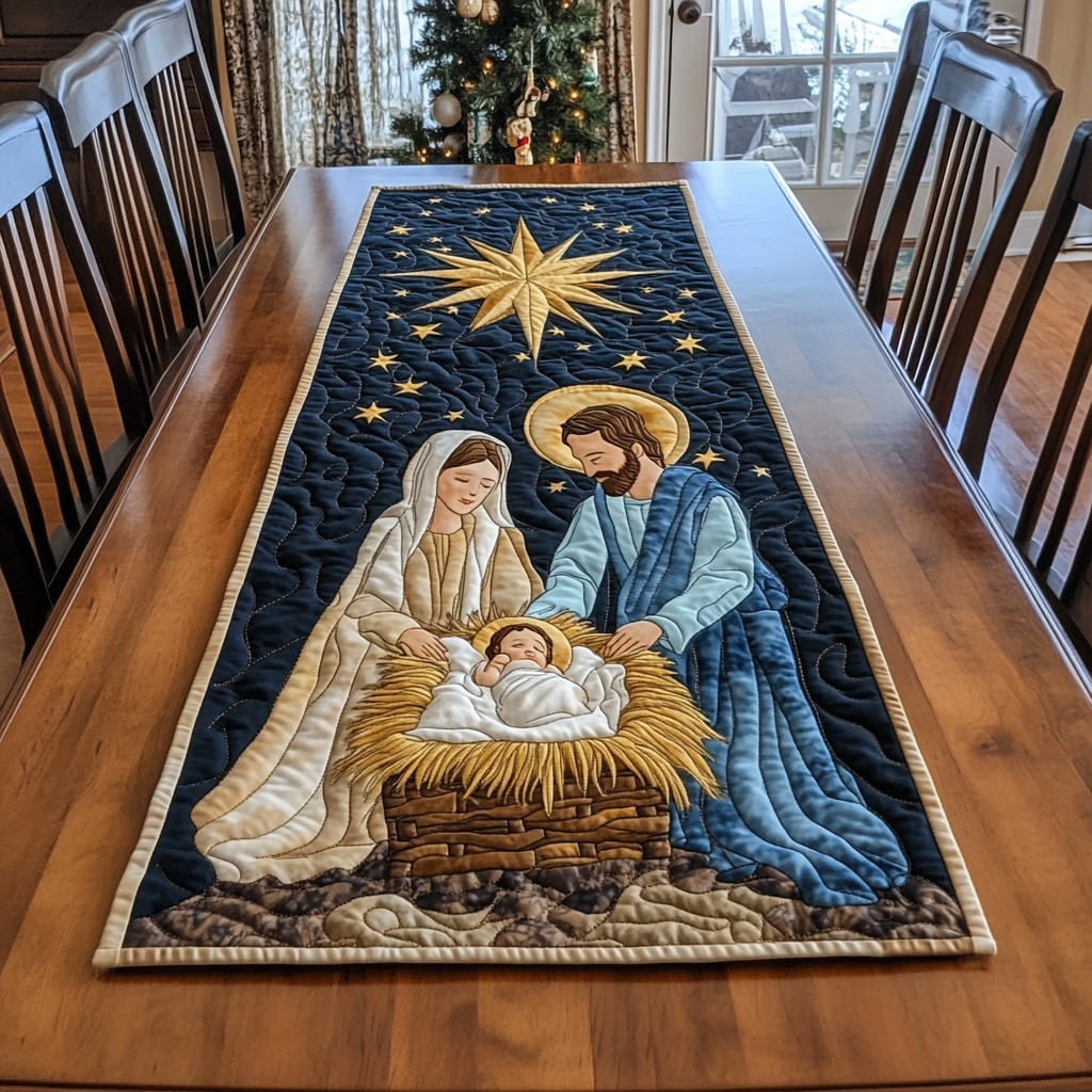 Nativity Quilted Table Runner NCU0VT314-tidenox
