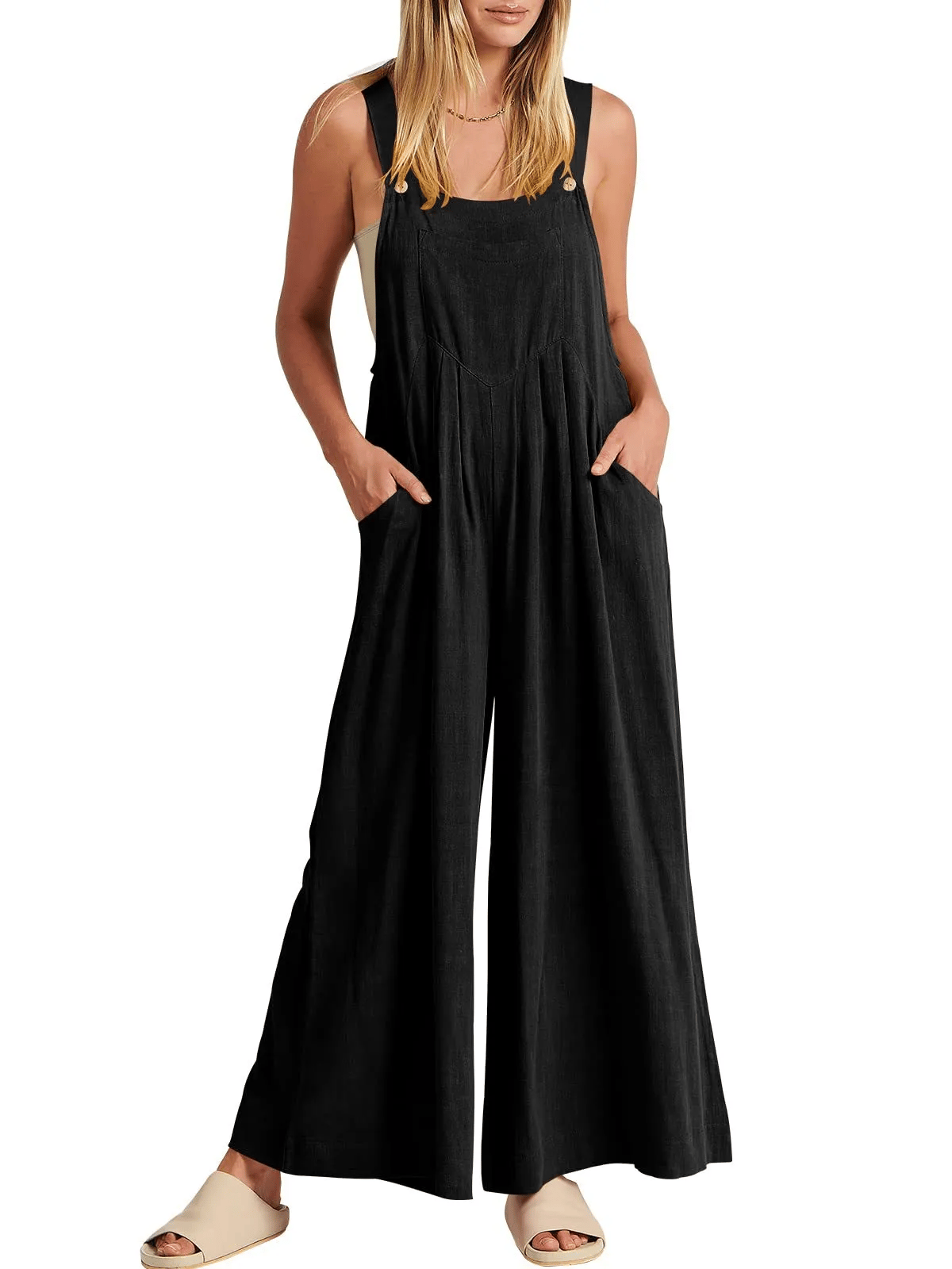 ✨Sleeveless Wide Leg Jumpsuit with Pockets-tidenox
