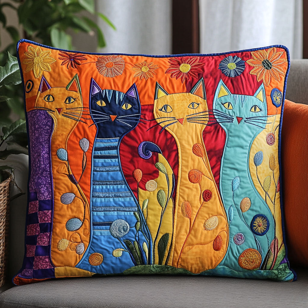 Whimsical Cat CW1007048CL Quilt Pillow Case-tidenox