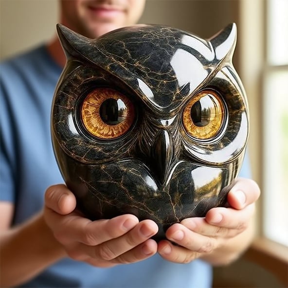 🦉Luxury Owl Stone Sculpture – Sophisticated Home Décor & Perfect Gift Piece 🖤✨🎁