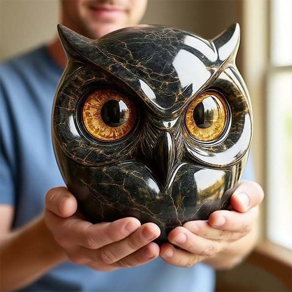 🦉Luxury Owl Stone Sculpture – Sophisticated Home Décor & Perfect Gift Piece 🖤✨🎁