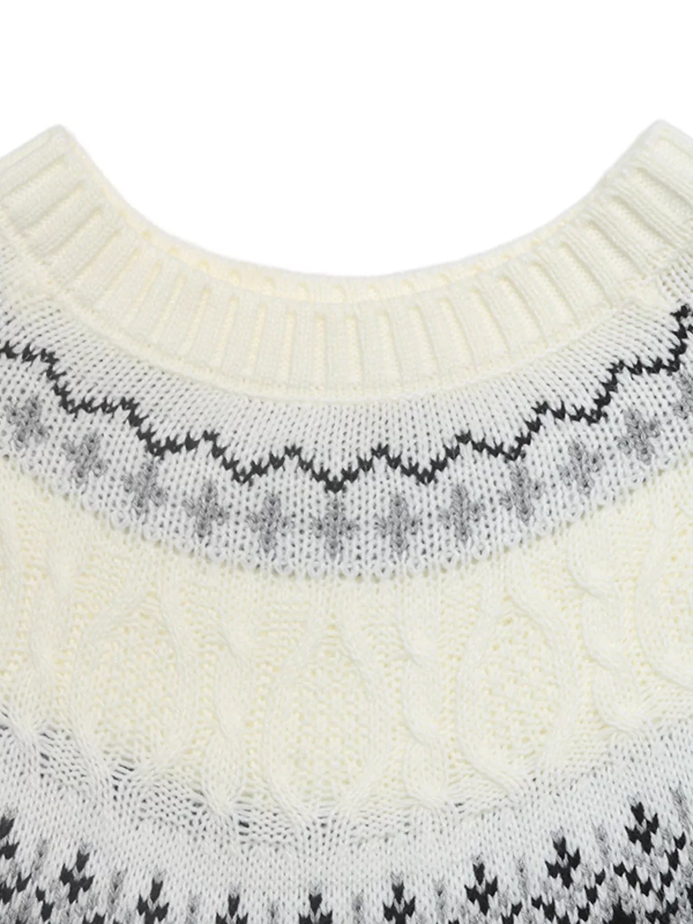 Fair Isle Pattern Crew Neck Sweater-tidenox