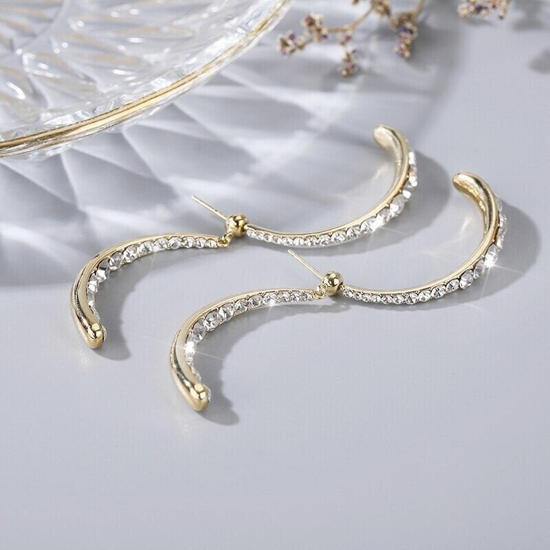 Fashion Cross Curved Earrings-tidenox