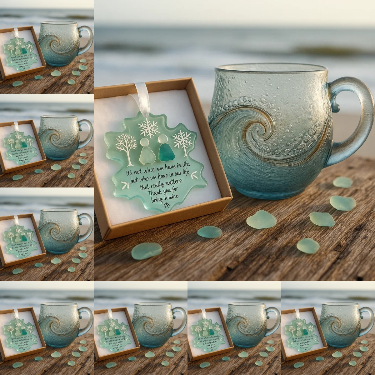 🎄Christmas Best Gifts🔥 Unique Handcrafted Sea Glass Ocean Wave Mug🎁Bring the Calm of the Ocean to Your Morning-tidenox