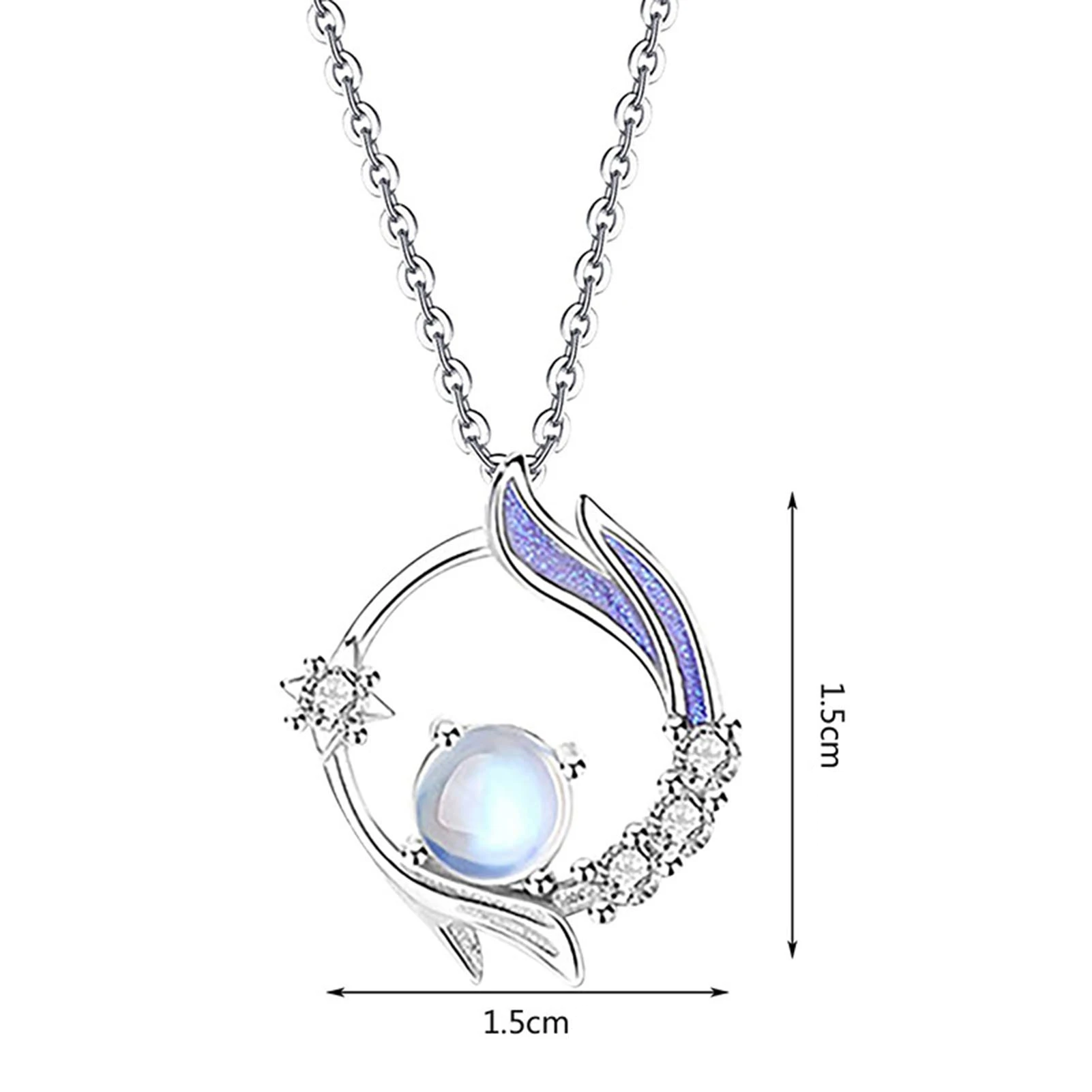 Silver Necklace with Moonstone Accent-tidenox