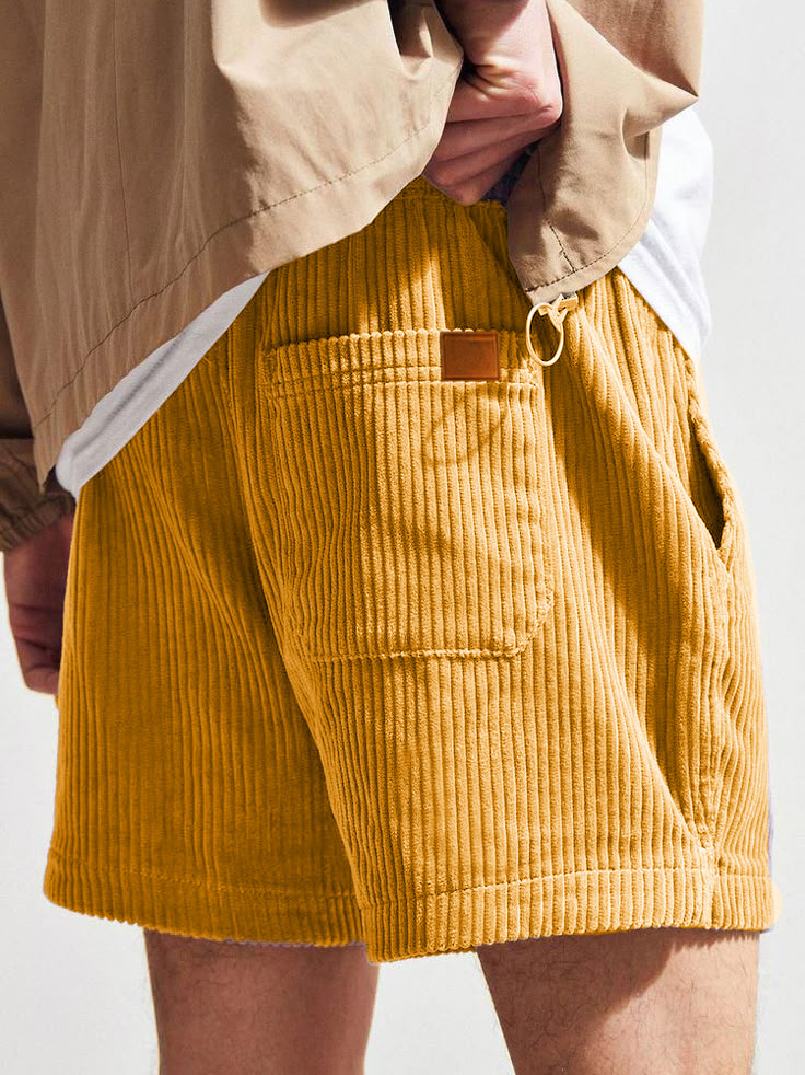 Men's Fashion Retro Sports Corduroy Fabric Shorts-tidenox
