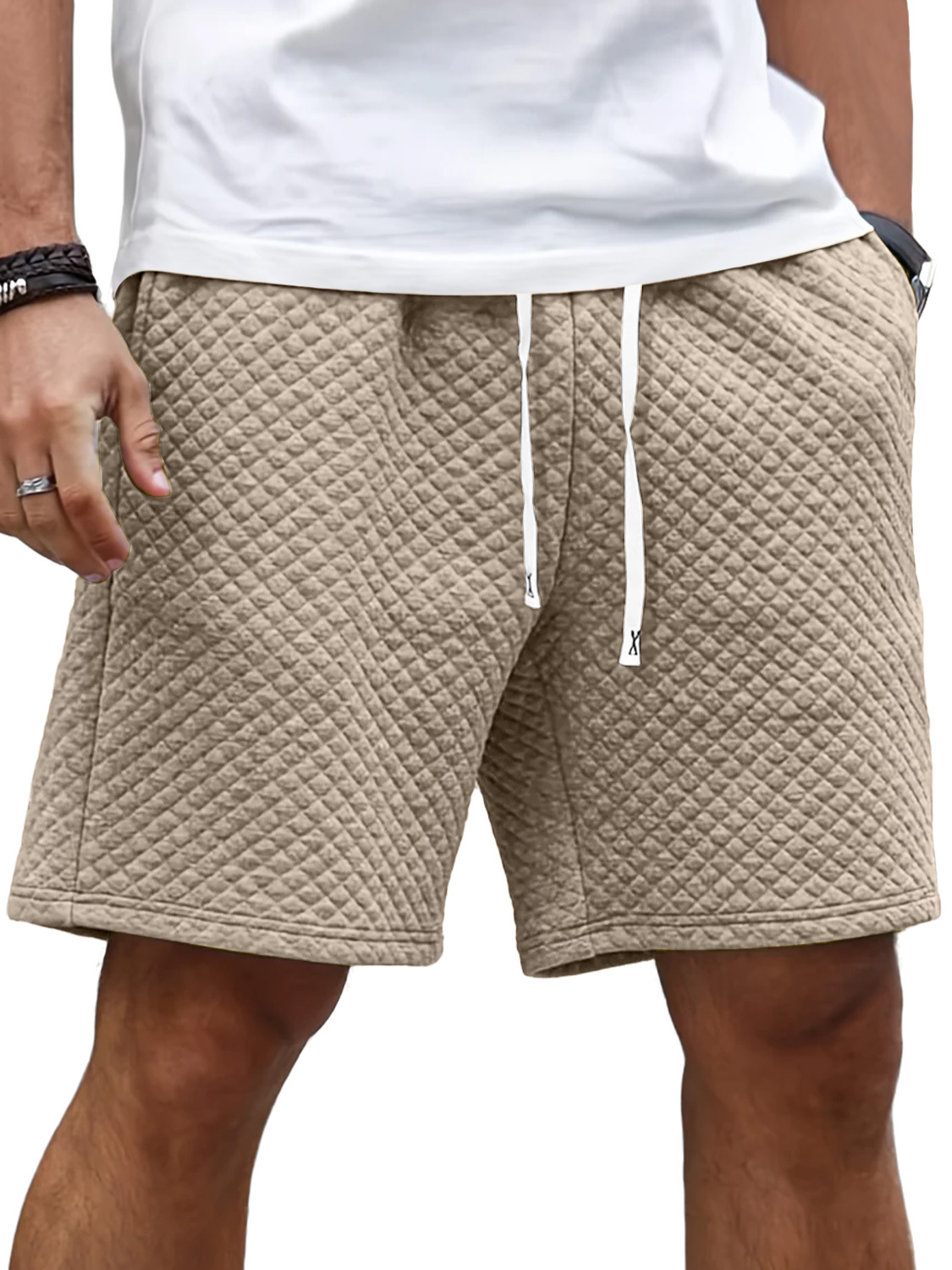 Men's Daily Diamond Elastic Waist Casual Shorts-tidenox