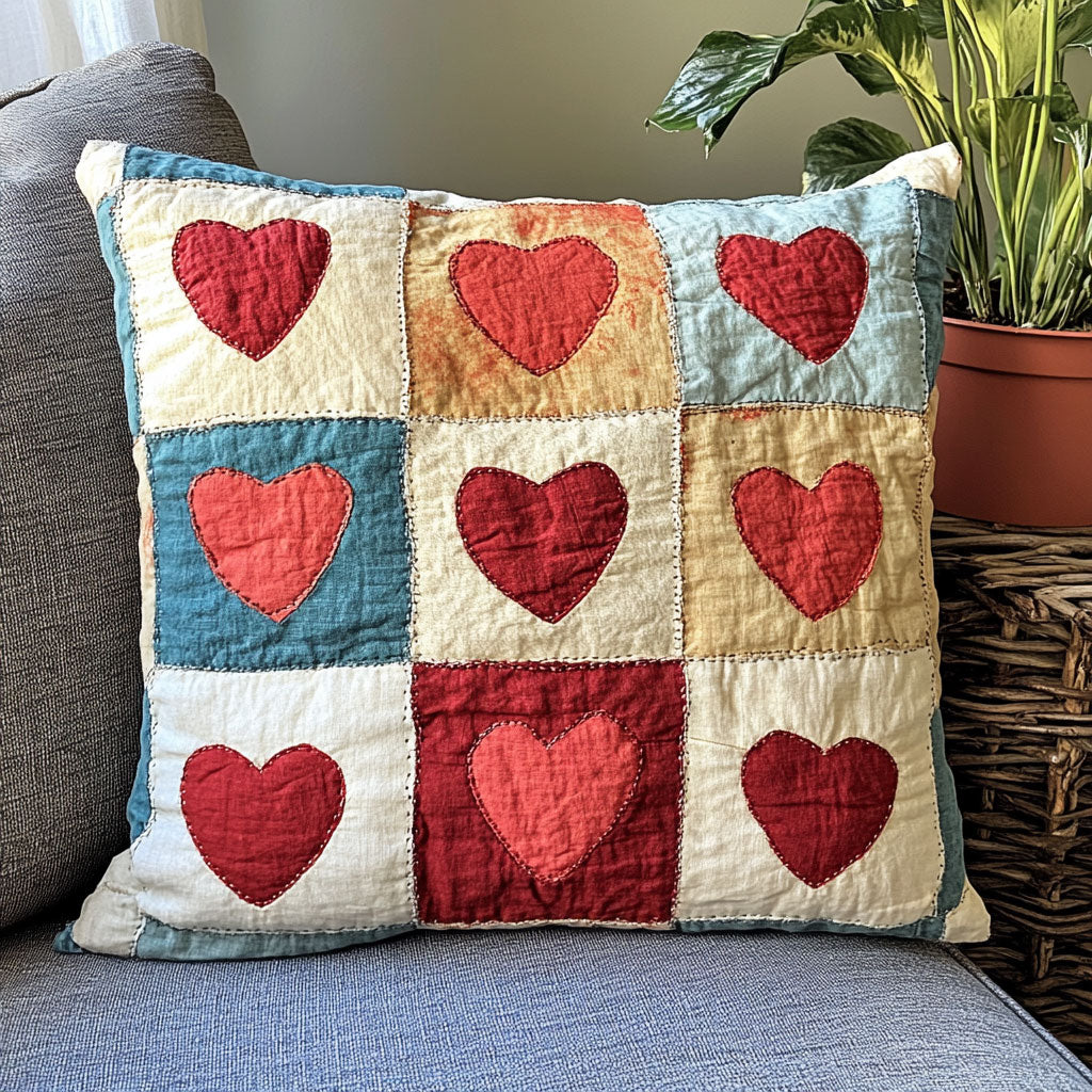 Patchwork Heart CW1007034CL Quilt Pillow Case-tidenox