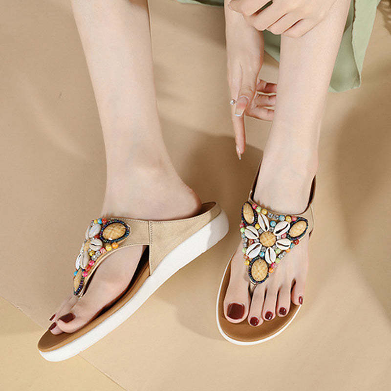 Women's Retro Non-slip Open Toe Flip Flops - SIKETU-tidenox