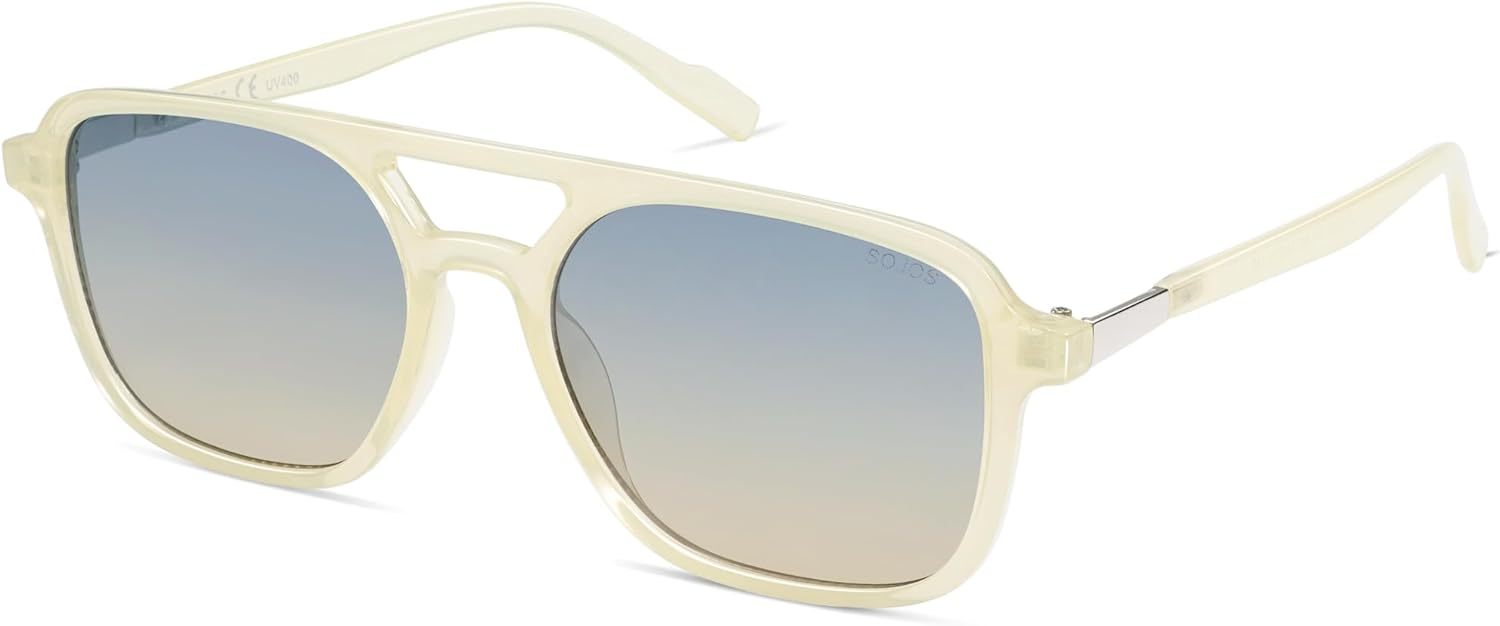 SOJOS Retro Aviator Sunglasses for Women Men,Trendy Rectangle Womens Mens Shades Sun Glasses SJ2202-tidenox