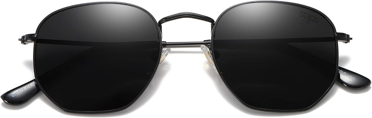 SOJOS Square Polarized Sunglasses for Women Men Small Hexagonal Polygon Shades SJ1072-tidenox