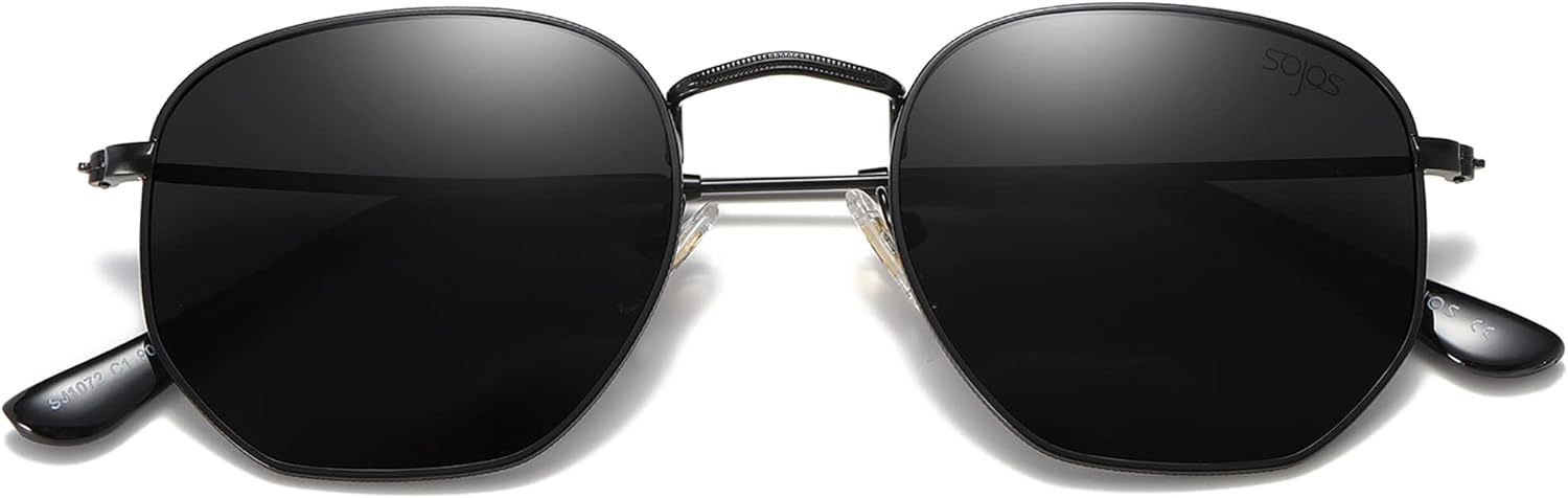 SOJOS Square Polarized Sunglasses for Women Men Small Hexagonal Polygon Shades SJ1072-tidenox