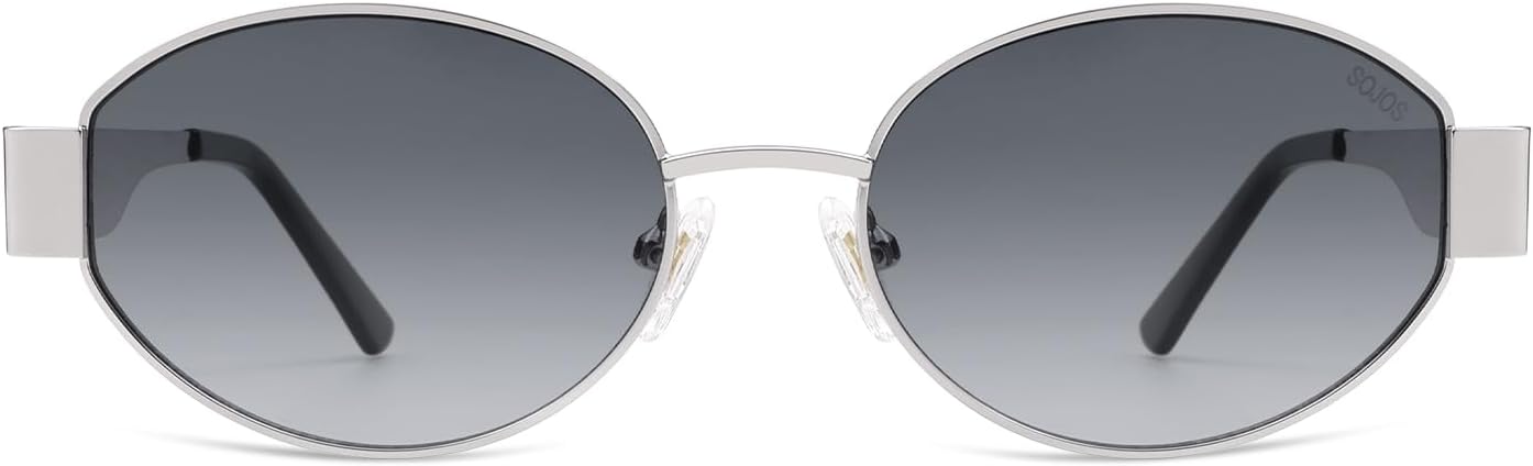 SOJOS Retro Oval Sunglasses for Women Trendy Classic Shades UV400 Protection-tidenox