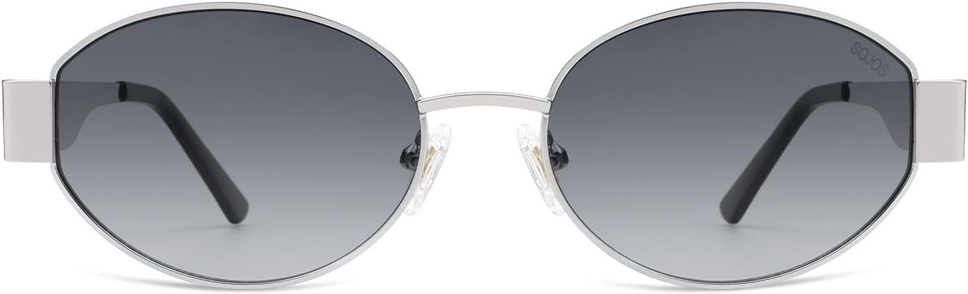 SOJOS Retro Oval Sunglasses for Women Trendy Classic Shades UV400 Protection-tidenox