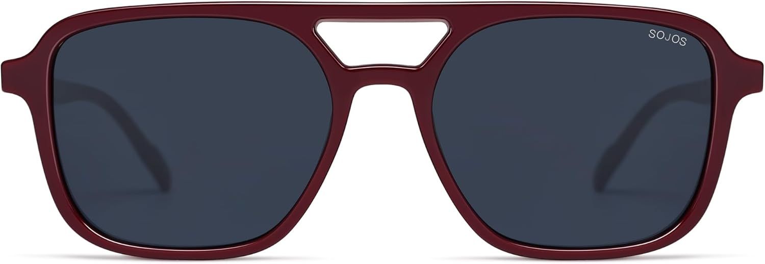 SOJOS Retro Aviator Sunglasses for Women Men,Trendy Rectangle Womens Mens Shades Sun Glasses SJ2202-tidenox