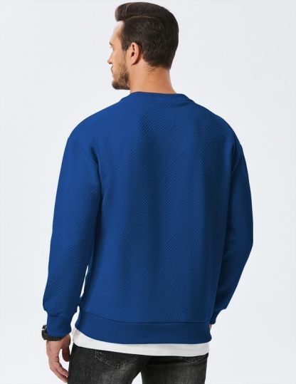 Men's Crewneck Sweatshirts Soild Color Geometric Texture Long Sleeve Casual Pullover Shirt-tidenox