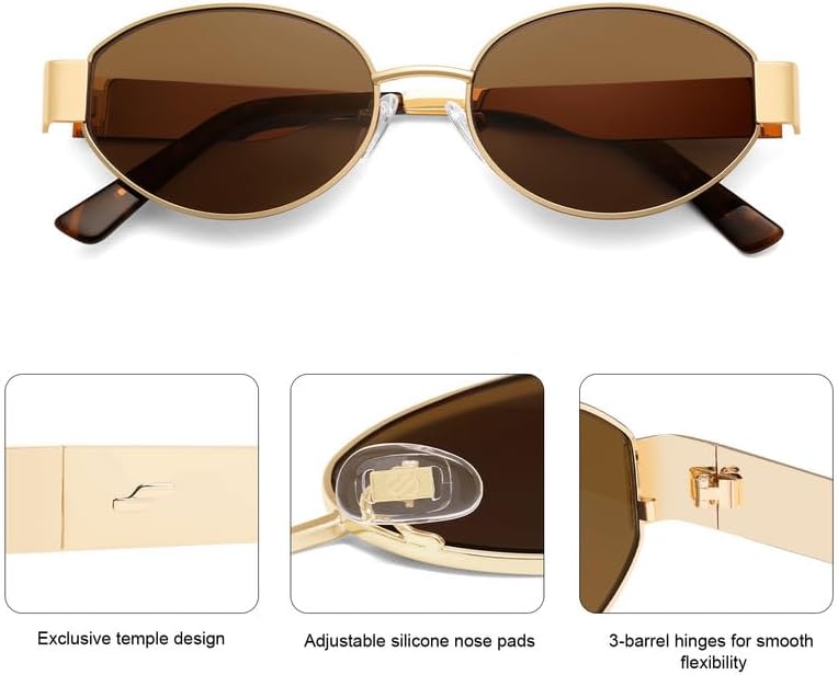 SOJOS Retro Oval Sunglasses for Women Trendy Classic Shades UV400 Protection-tidenox
