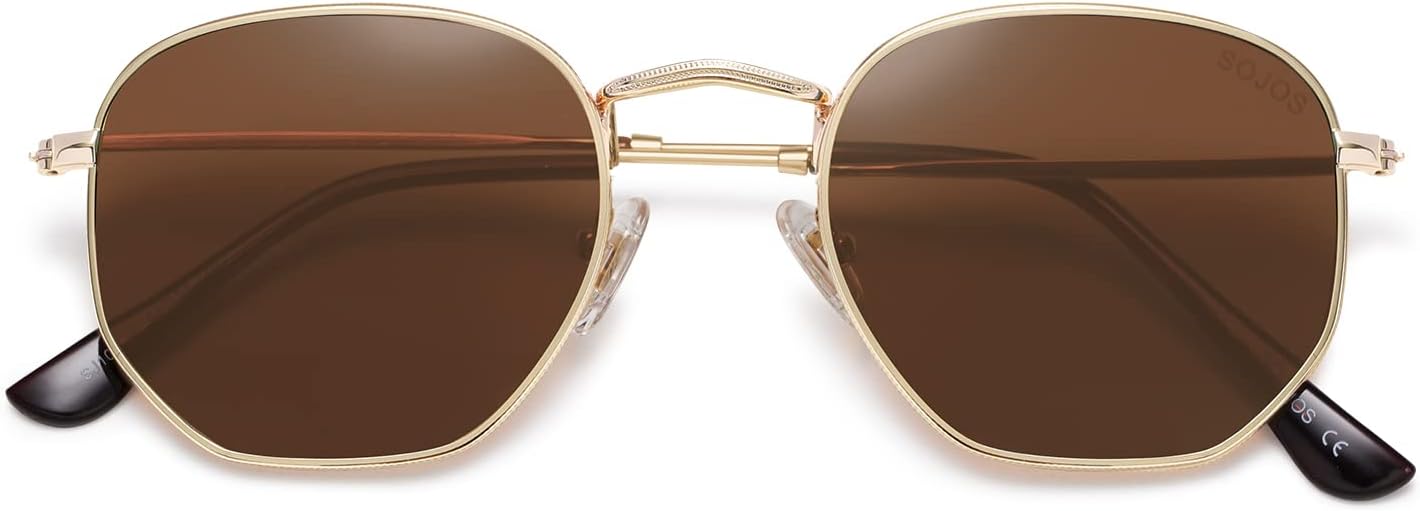 SOJOS Square Polarized Sunglasses for Women Men Small Hexagonal Polygon Shades SJ1072-tidenox