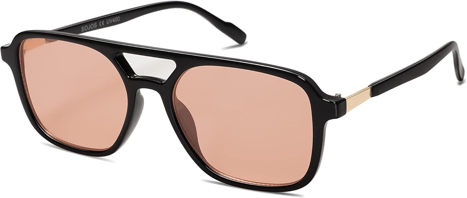 SOJOS Retro Aviator Sunglasses for Women Men,Trendy Rectangle Womens Mens Shades Sun Glasses SJ2202-tidenox