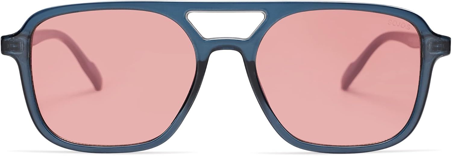 SOJOS Retro Aviator Sunglasses for Women Men,Trendy Rectangle Womens Mens Shades Sun Glasses SJ2202-tidenox