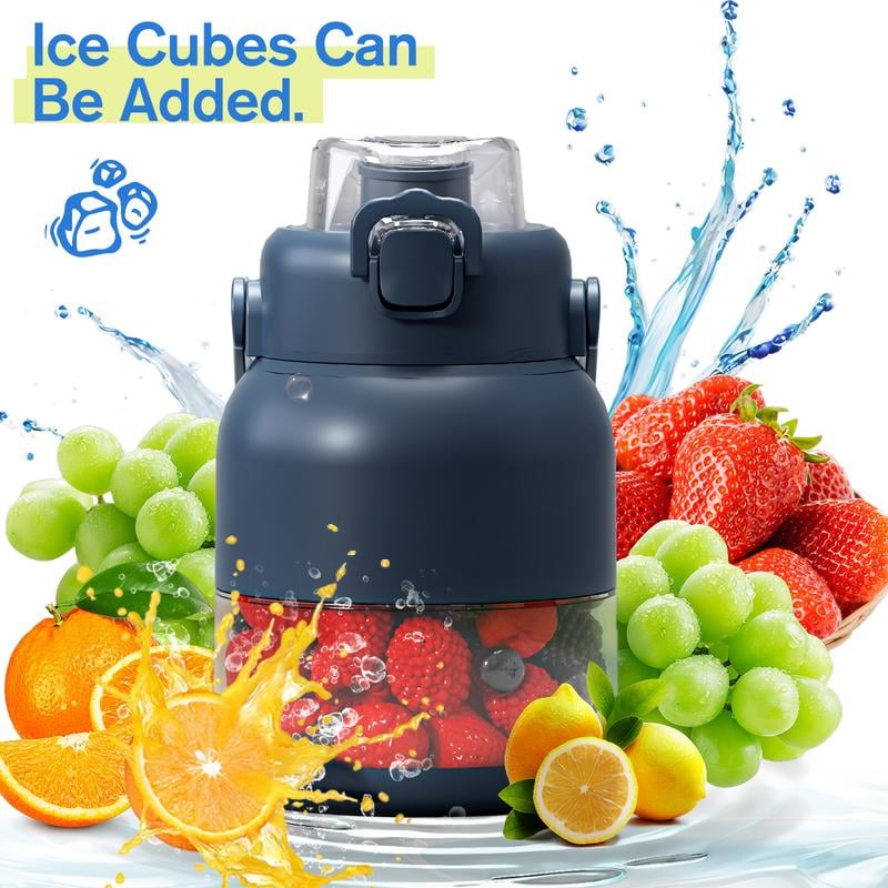 BPA-Free Electric Citrus Juicer 17 oz, Straw, Two Lids, Portable Blender for Smoothies, Shakes, Food Prep & Frozen Blending - Outdoorfun-tidenox