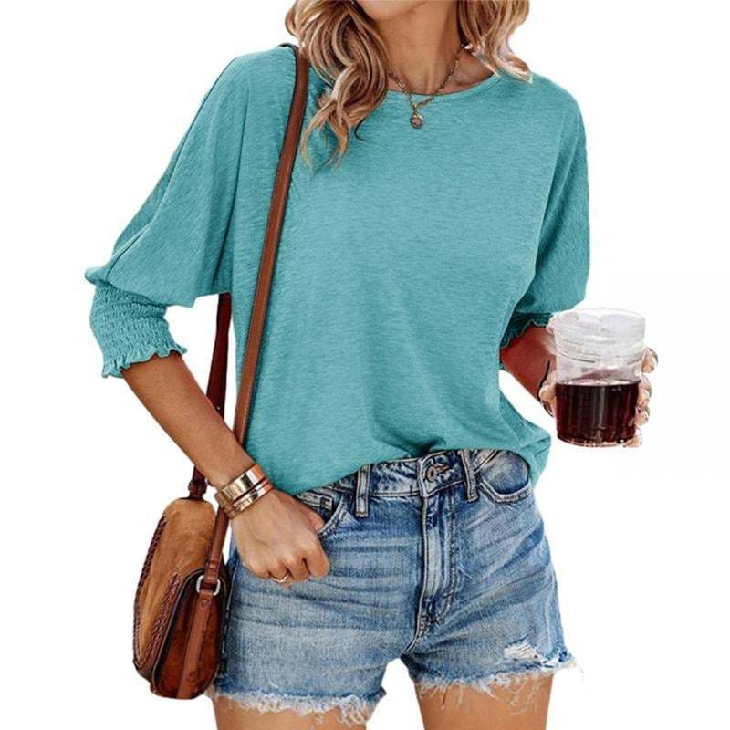 Women's 2025 Fashion Tops 3/4 Sleeve T-Shirts Cute Crewneck Basic Business Tees